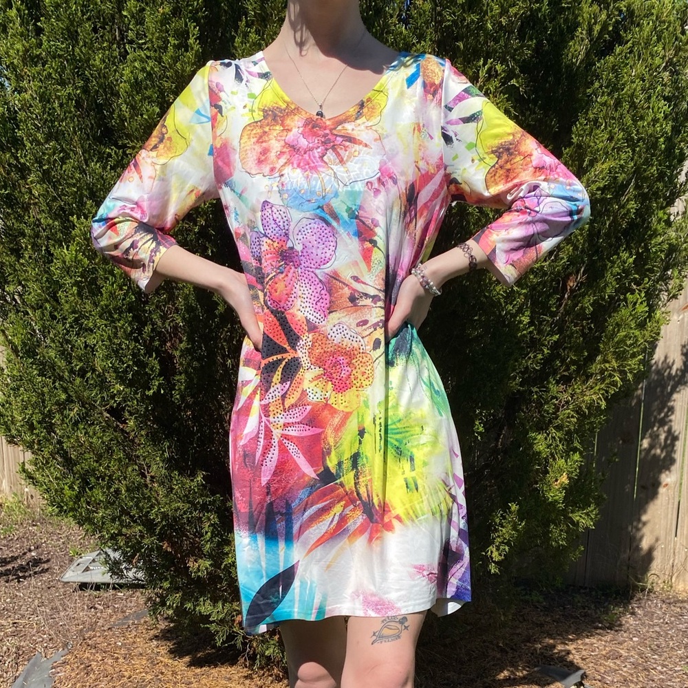 NWT Y2K Fairycore Rainbow Kristine Accessories Dress with Lace Detailing Small